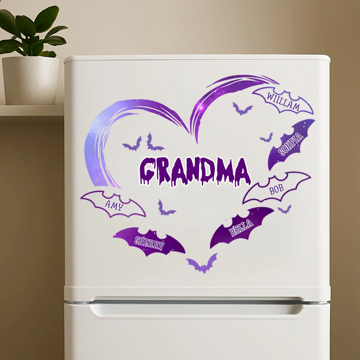 Grandma Heart Bat Decal - Personalized Halloween Sticker for Mom and Family