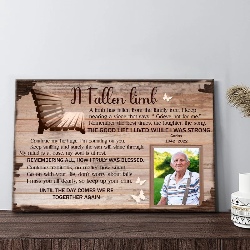 A Fallen Limb Poem Personalized Memorial Canvas / Poster - Custom Sympathy Wall Art for Family