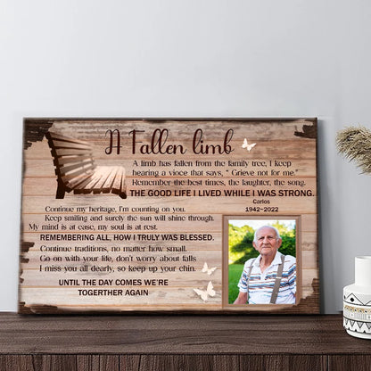 A Fallen Limb Poem Personalized Memorial Canvas / Poster - Custom Sympathy Wall Art for Family