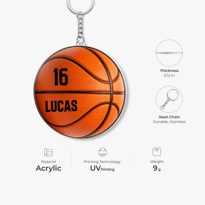 Custom Sports Ball Acrylic Keychain - Personalized Name and Number Gift