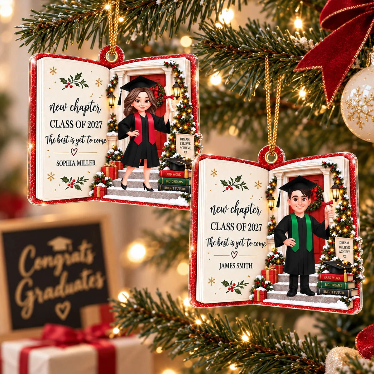 New Chapter The Best Is Yet to Come - Personalized Graduation Ornament for Daughter & Son