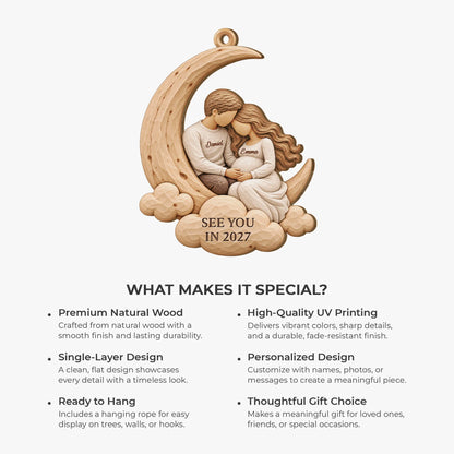 See You In 2027 Personalized Wooden Ornament - Christmas Keepsake Gift for Expecting Parents