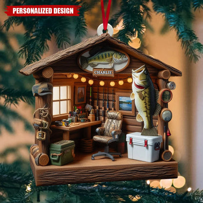 Love Fishing Personalized Wooden Ornament - Custom Fisherman Keepsake Gift