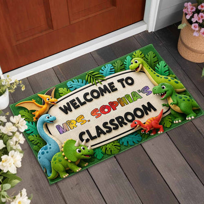 Doormat material and size view - Custom Dinosaur Classroom Doormat