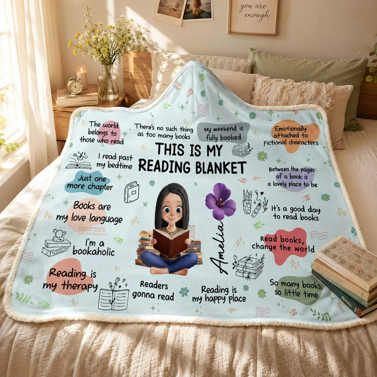 This Is My Reading Blanket Personalized Bookish Hoodie Blanket - Custom Gift for Book Lovers and Readers