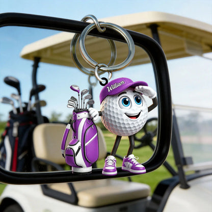 Keychain material and size view - Personalized Golf Buddy Keychain