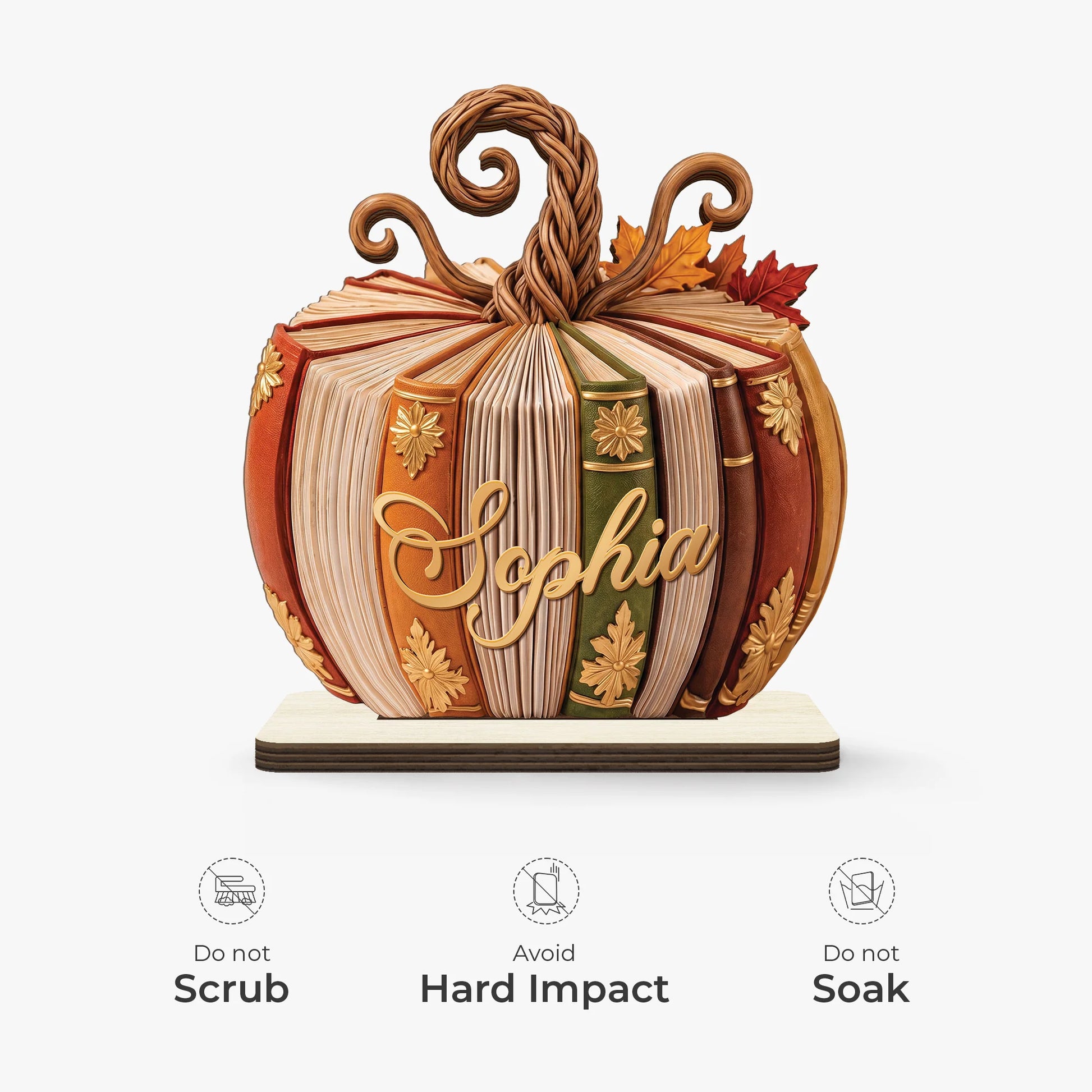 Personalized Pumpkin Book Wooden Plaque - Custom Name Fall Decor Keepsake Gift for Book Lovers