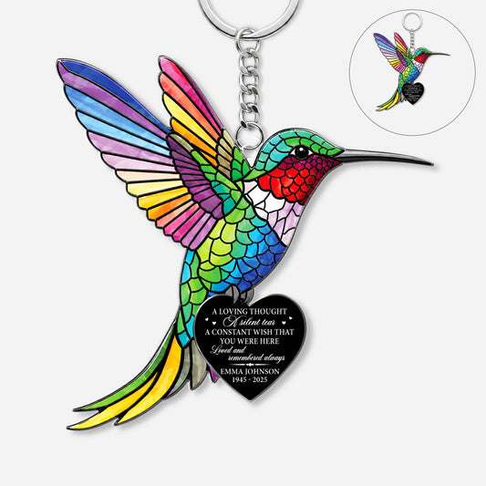 Personalized Bird Memorial Keychain - Hummingbird, Cardinal, Parakeet, Robin Sympathy Gift, Custom Name Loss of Loved One Keepsake