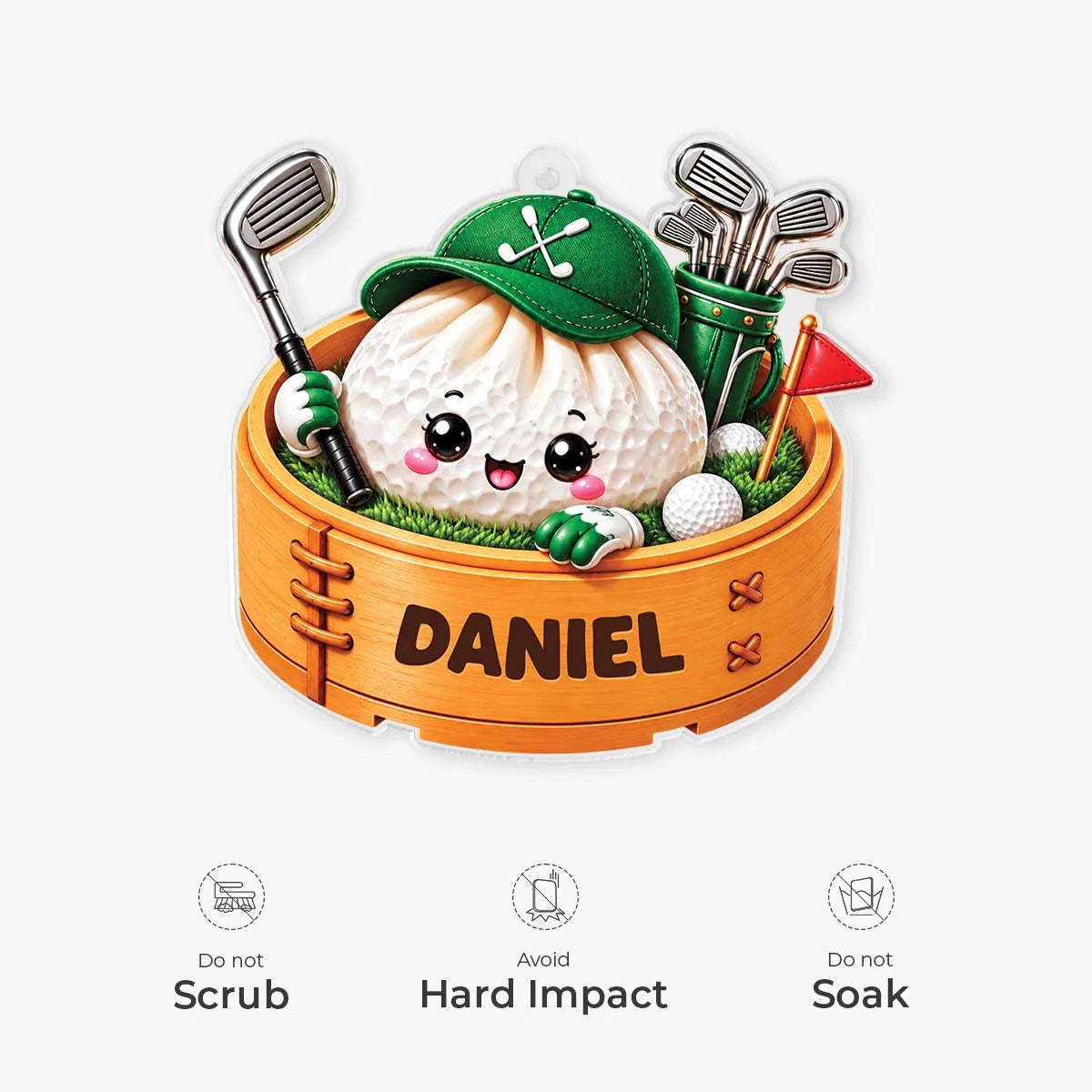Cute Dumpling Golf Ball Personalized Acrylic Ornament - Christmas Keepsake Gift for Golfers