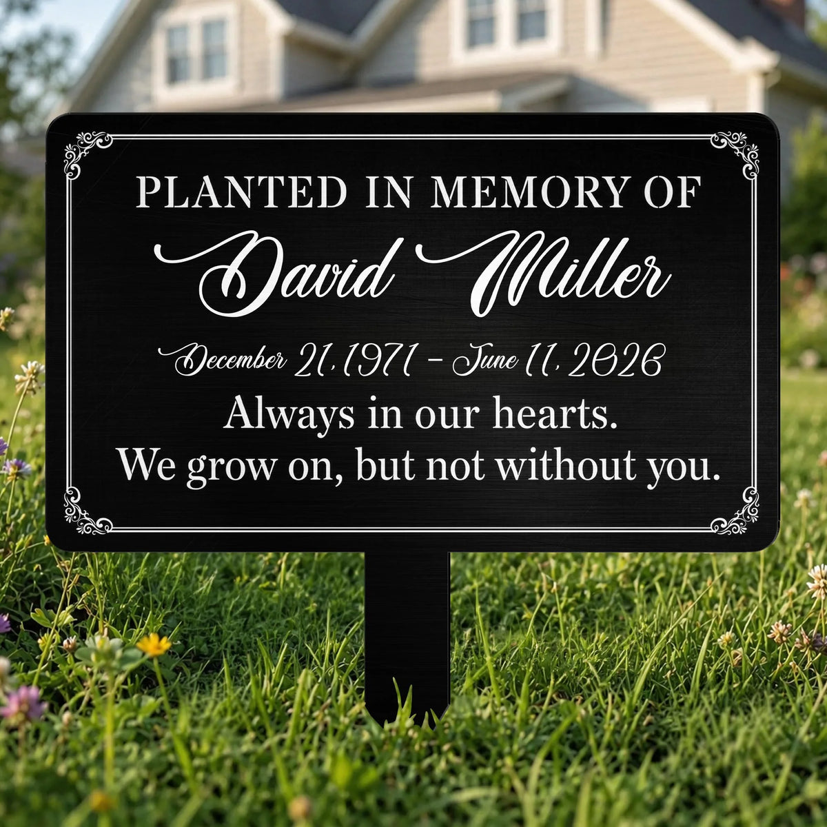 Planted In Memory Of Personalized Metal Garden Stake - Custom Memorial Tribute Yard Sign for Family