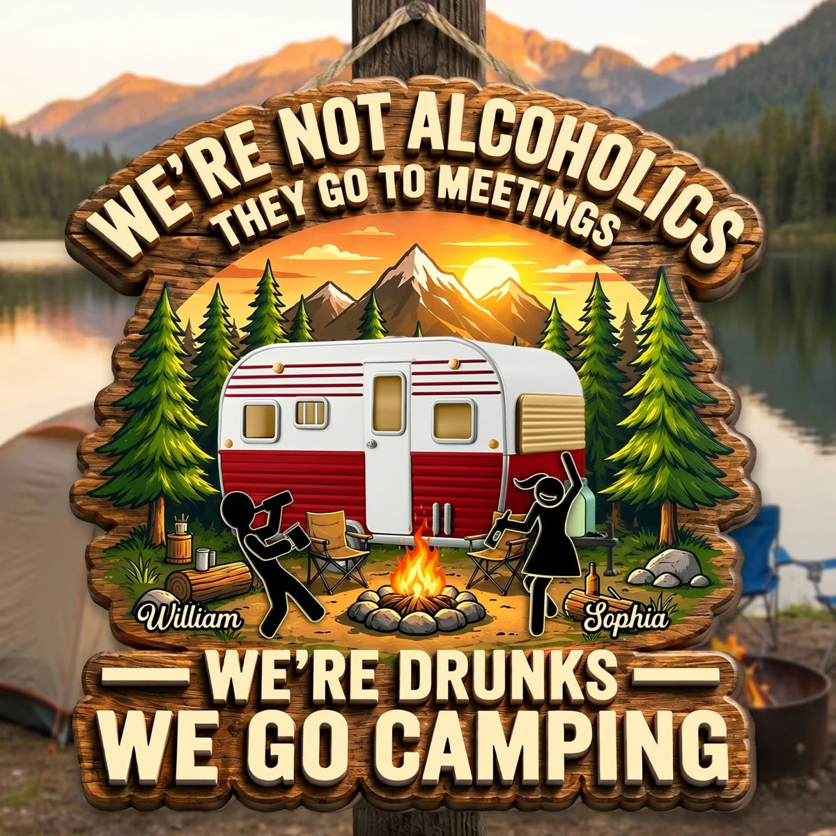 Custom Camping Wood Sign personalization view for Couples