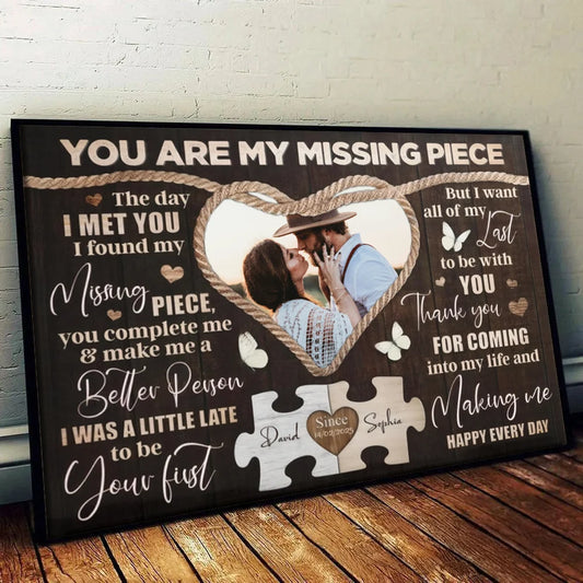 "You Are My Missing Piece" Personalized Couple Canvas / Poster - Romantic Gift for Husband or Wife