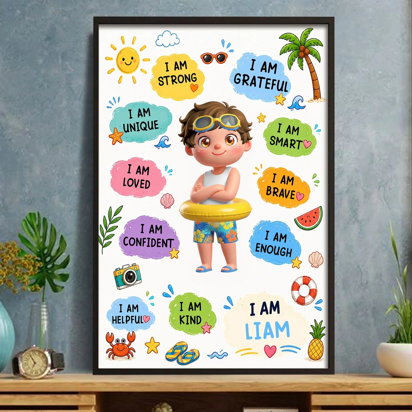 Kids Positive Affirmations Poster personalization view for Son/Grandson