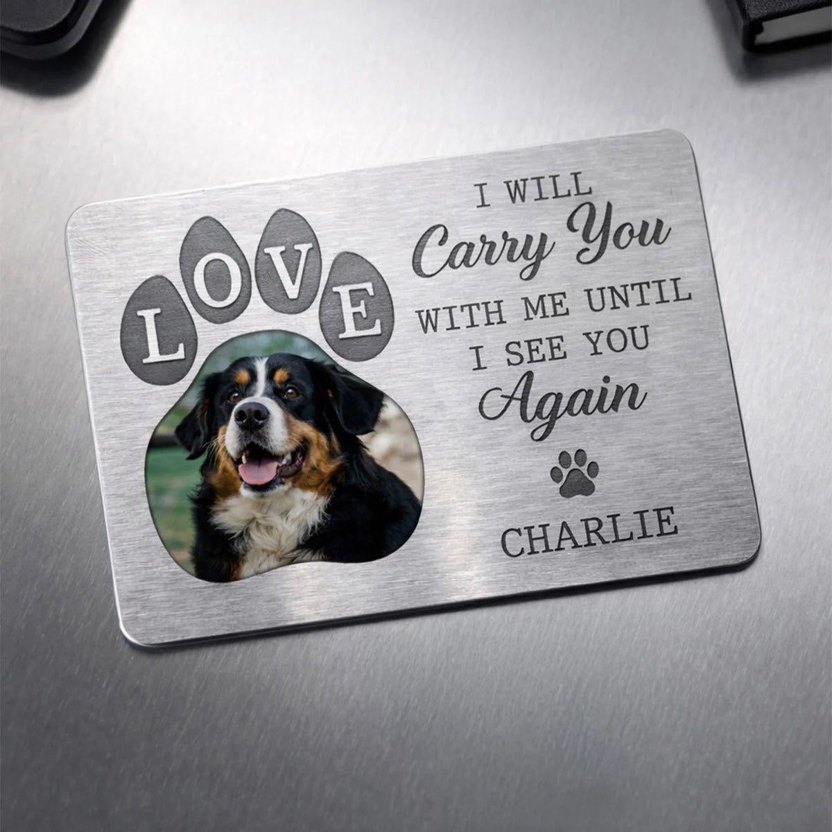 "I Will Carry You With Me" Personalized Pet Memorial Wallet Card - Custom Gift for Dog Lovers