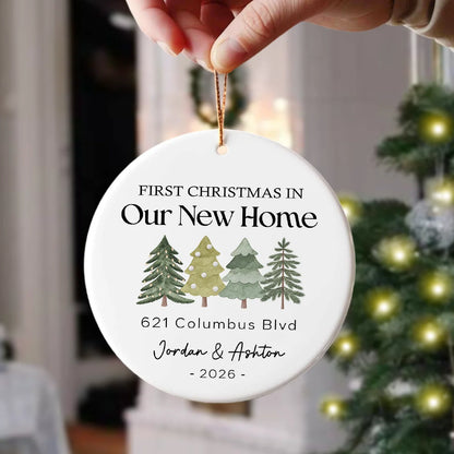 Personalized Our First Christmas in Our New Home Ornament - Custom Ceramic Couples Keepsake Gift for New Homeowners