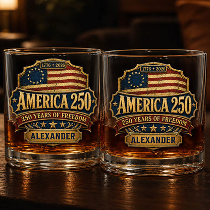 Mug material and size view - Custom America 250 Personalized Whisky Glass