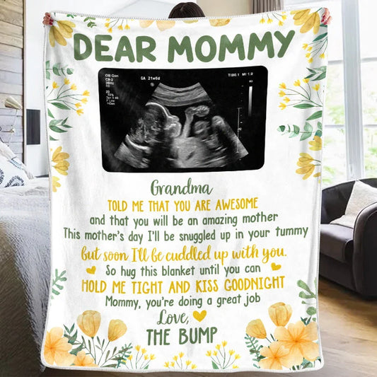 "Soon I'll Be Cuddled Up With You" Personalized Baby Blanket - Keepsake for Expecting Moms