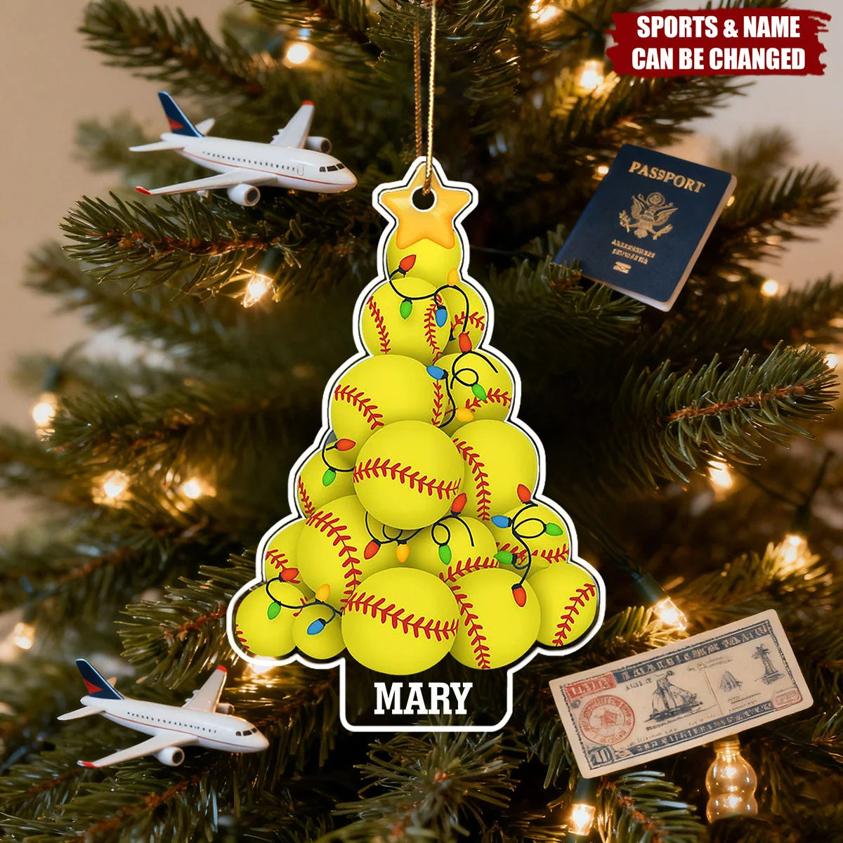 Personalized Sports Christmas Tree Acrylic Ornament - Custom Athlete Name Holiday Gift