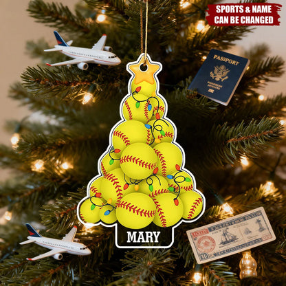 Personalized Sports Christmas Tree Acrylic Ornament - Custom Athlete Name Holiday Gift