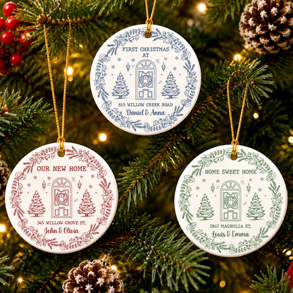 First Christmas at New Home Ceramic Ornament - Personalized Housewarming Gift Keepsake