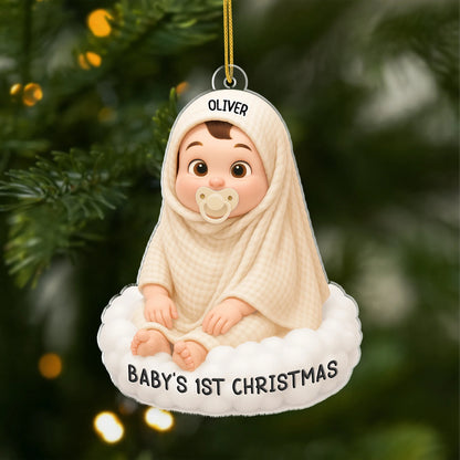 Baby's 1st Christmas Personalized Acrylic Ornament - Newborn Keepsake Holiday Gift