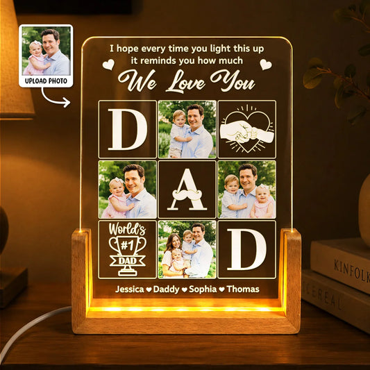 "We Love You" Personalized Photo LED Night Light - Custom Keepsake for Dad
