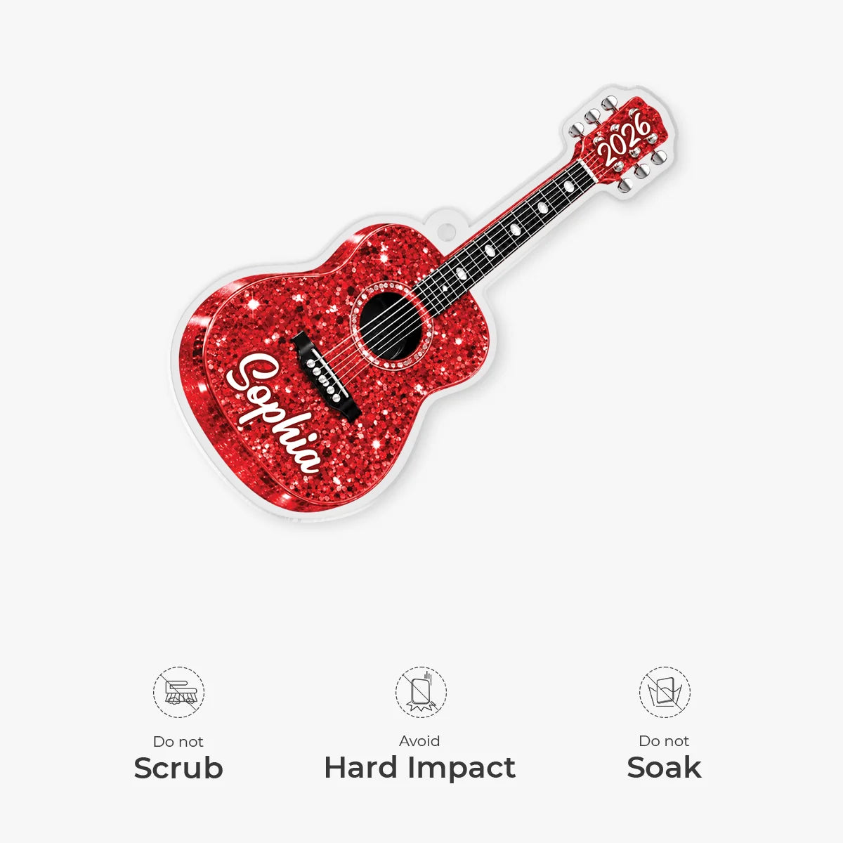 Personalized Guitar Acrylic Ornament - Custom Name and Year Gift for Music Lovers