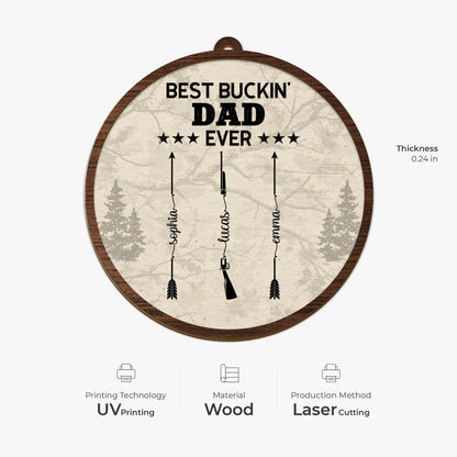 Best Buckin Grandpa Ever Personalized Wooden Ornament - Custom Hunting Gift for Dad