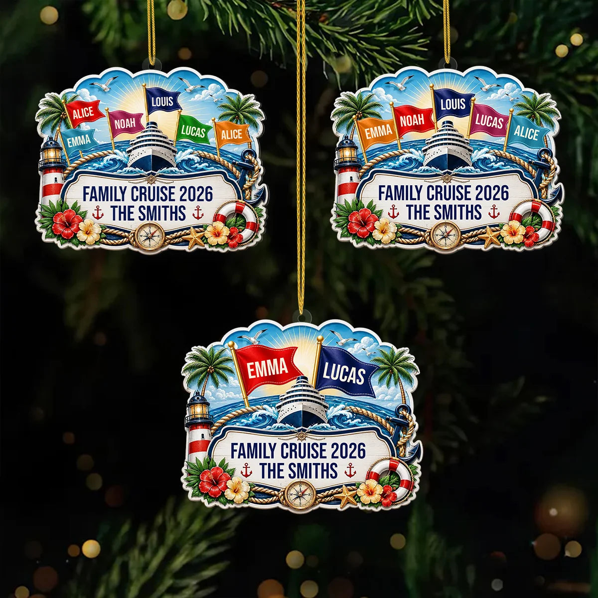 Family Cruise 2026 Personalized Acrylic Ornament - Custom Keepsake Gift for Family