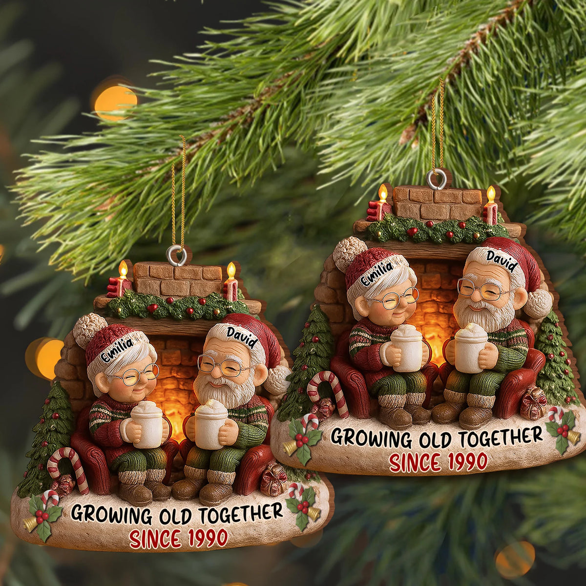 Growing Old Together Personalized Wood Ornament - Couples Christmas Holiday Gift