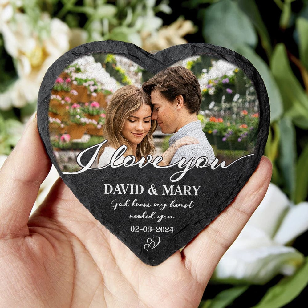 Custom Photo Slate Rock for Wife with personalized design details for meaningful gifting
