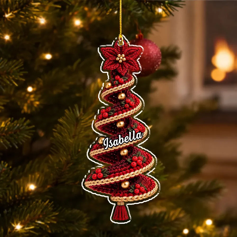 Personalized Crochet Christmas Ornament - Custom Name Acrylic Keepsake Gift for Crochet Lovers