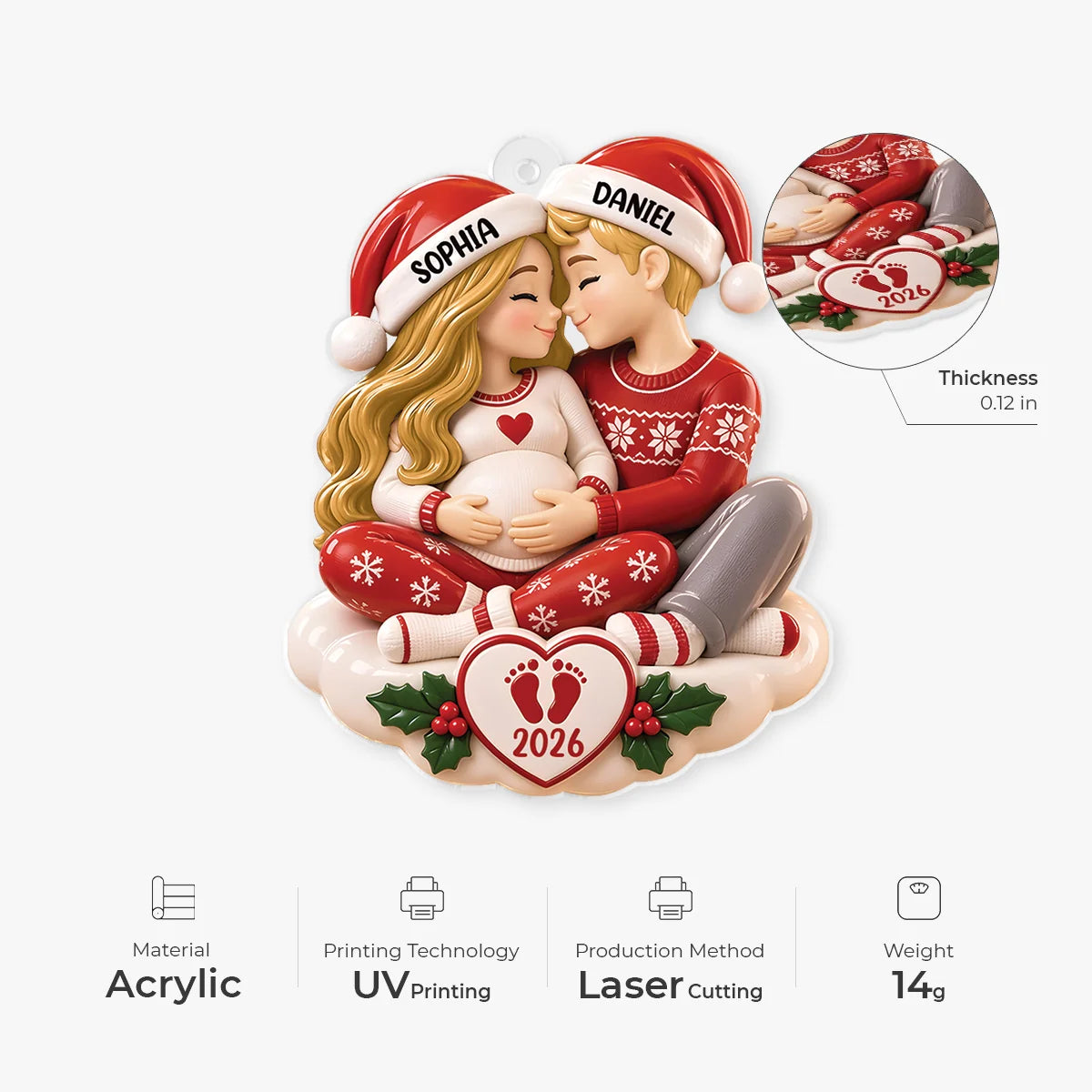 Expecting Parents Personalized Acrylic Ornament - Custom Christmas Keepsake for Parents-to-Be