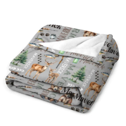 Custom Hunting and Fishing Name Blanket - Personalized Newborn Keepsake