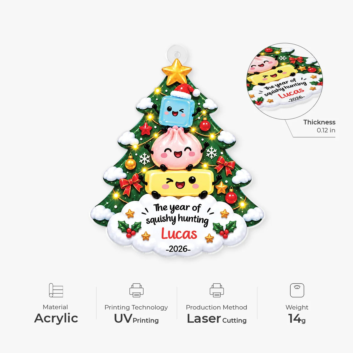 The Year Of Squishy Hunting Personalized Acrylic Ornament - Christmas Gift for Kids