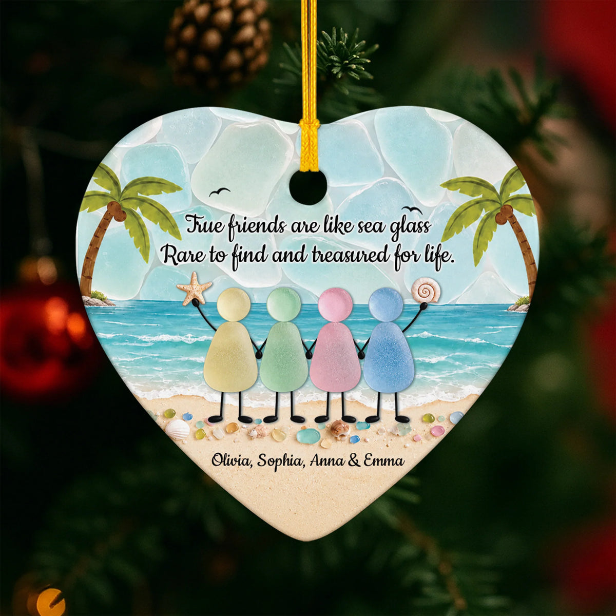 True Friends Are Like Sea Glass – Personalized Ceramic Ornament for Best Friends, Gift