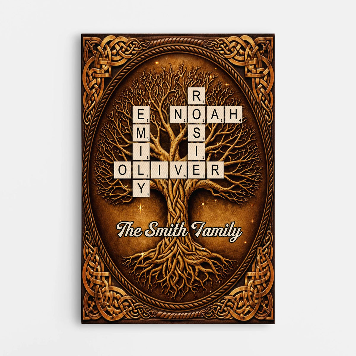 Custom Family Tree Crossword Canvas / Poster - Personalized Names Wall Art Keepsake