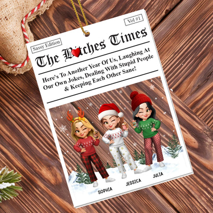 Here's To Another Year Of Us - Personalized Best Friends Acrylic Ornament, Funny Christmas Gift