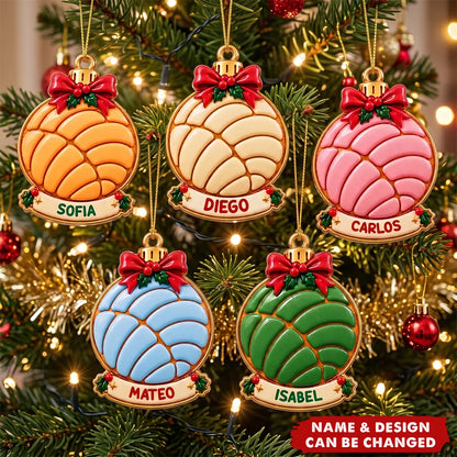 Mexican Pan Dulce Personalized Acrylic Ornament - Cute Concha Christmas Keepsake Gift for Kids and Family
