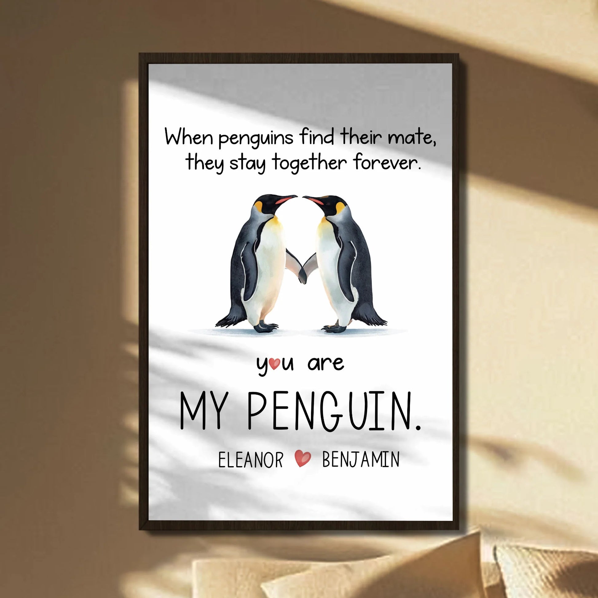 Custom You Are My Penguin Poster for Wife with personalized design details for meaningful gifting