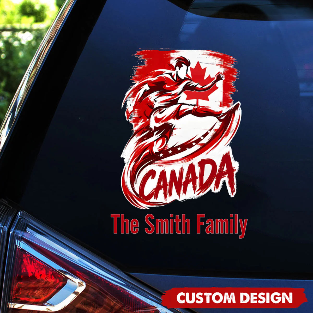 Decal / Sticker material and size view - Custom Soccer Family Name Car Decal