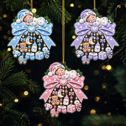 Personalized Baby’s First Christmas Ornament - Custom Sleeping Baby Acrylic Keepsake Gift for New Parentst
