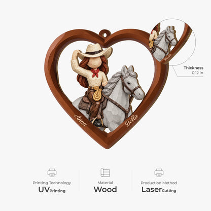 Personalized Horse Rider Wooden Ornament - Custom Christmas Keepsake Gift for Daughter