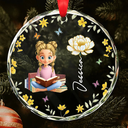 Charming Girl Reading Among Flowers And Butterflies
