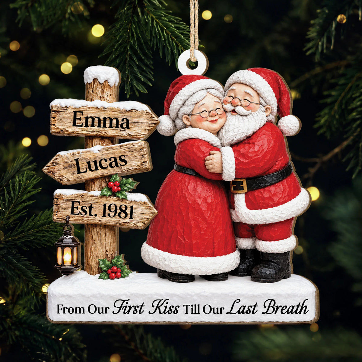 "From Our First Kiss Till Our Last Breath" Personalized Couple Ornament - Custom Christmas Keepsake Gift