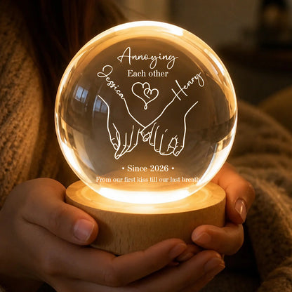 Custom Couples Crystal Ball for Couples with personalized design details for meaningful gifting image 6