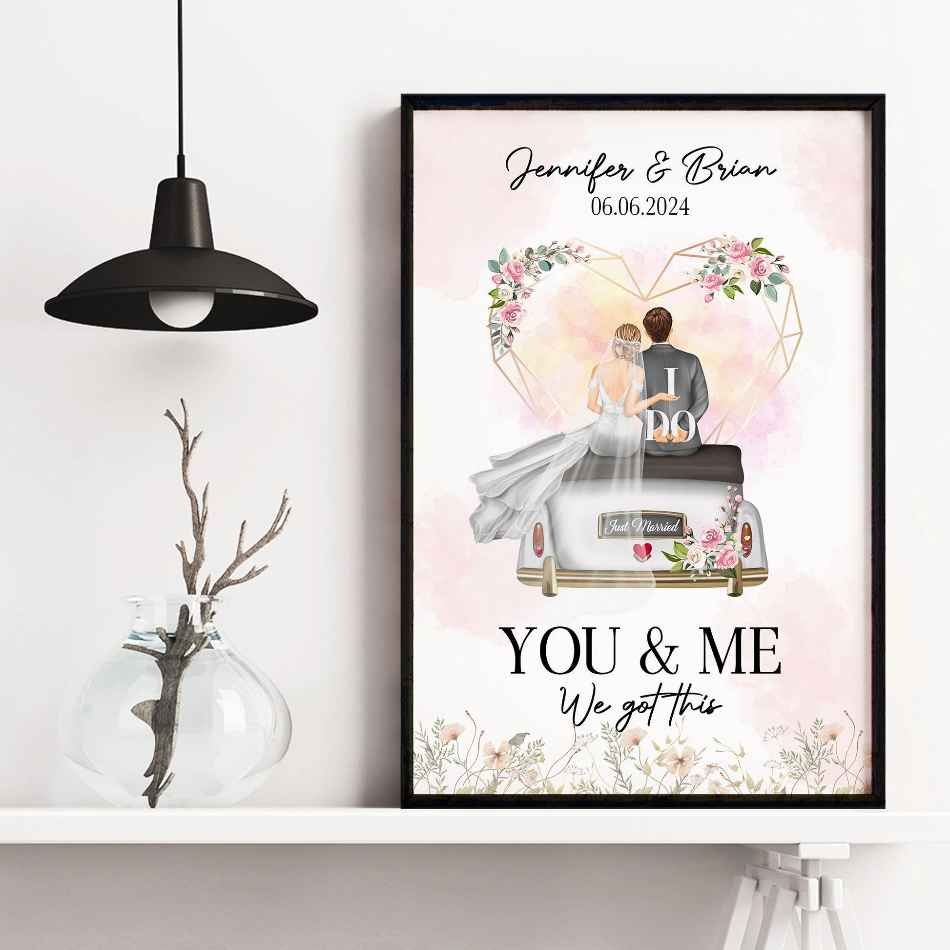 "You & Me We Got This" Just Married Personalized Canvas / Poster - Custom Couples Wedding Gift