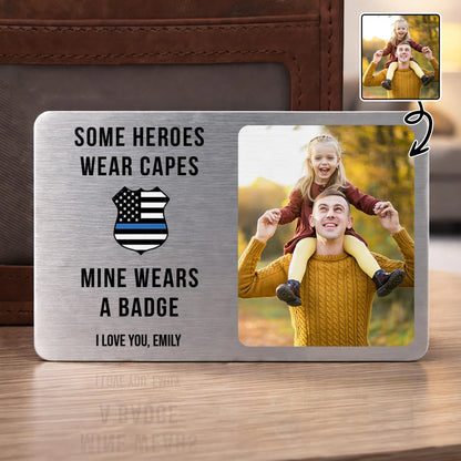Custom Police Dad Wallet Card for Dad with personalized design details for meaningful gifting