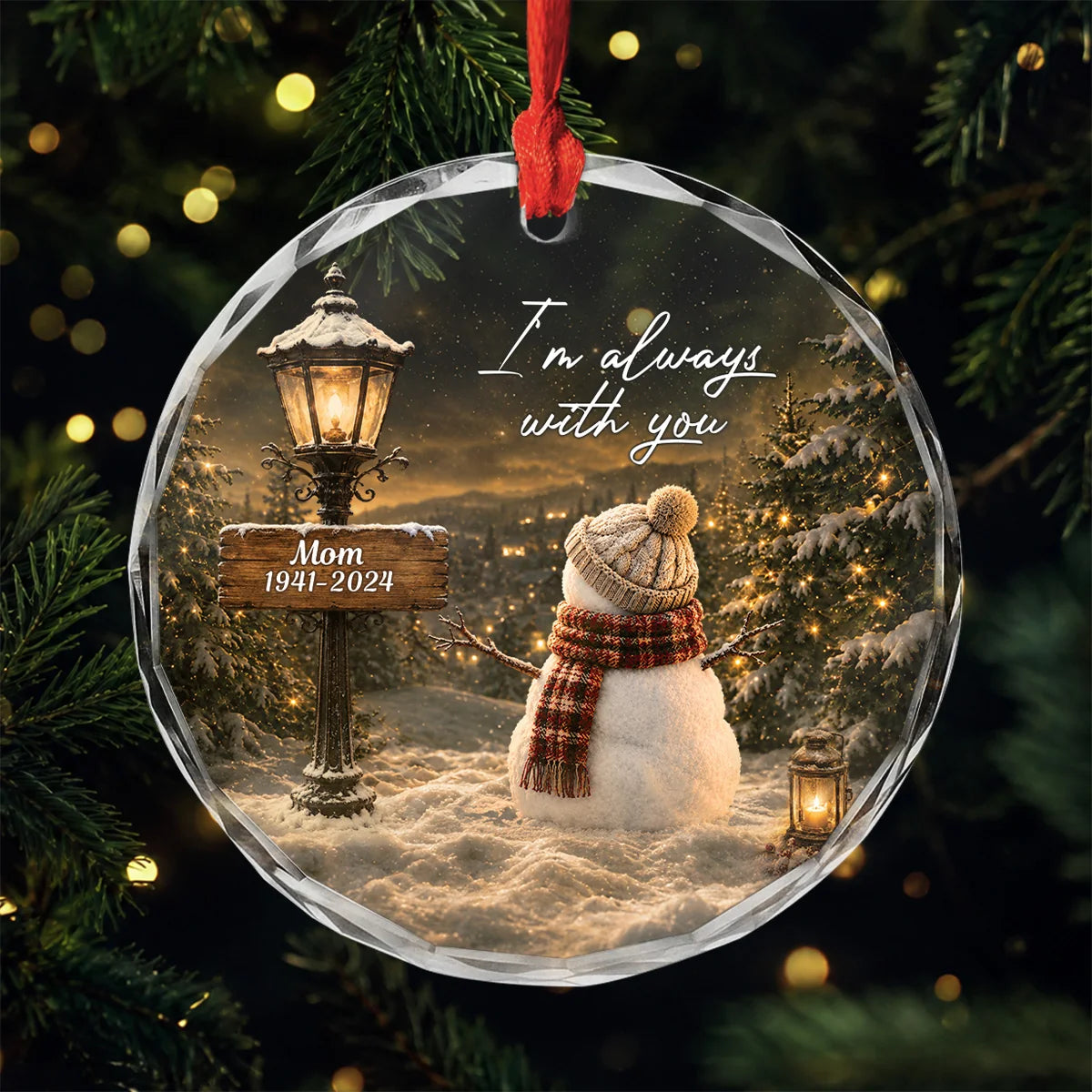 Always and Forever in Our Hearts - Personalized Memorial Glass Ornament for Mom and Dad