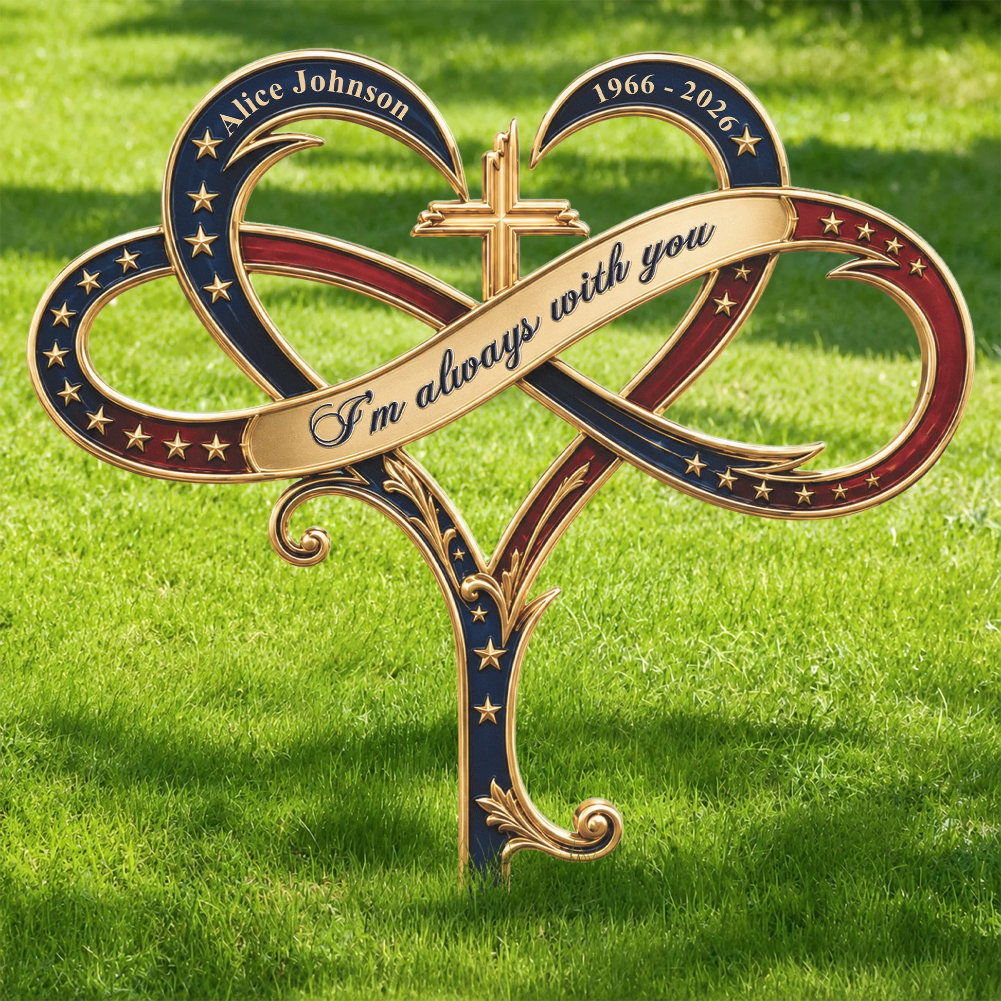"I'm Always With You" Personalized Metal Garden Stake - Custom Memorial Keepsake for Loved Ones